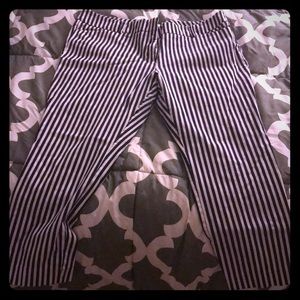 Black and white striped pants